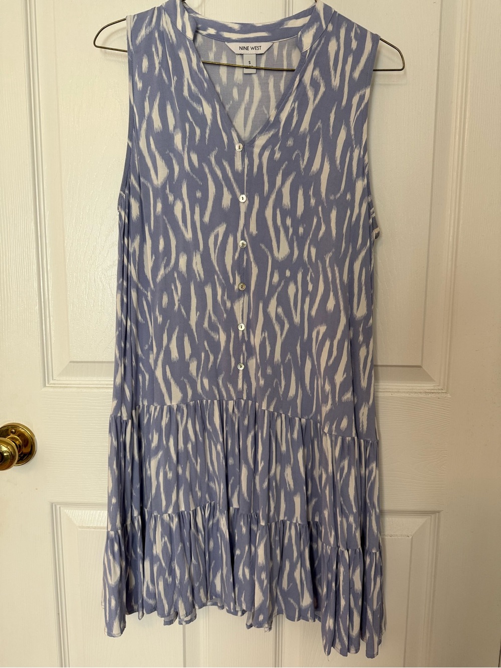 Nine West Lavender and White Sleeveless Tiered Dress